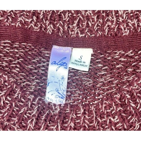 ALYA Women's Size Small Red Striped Sweater High Low Hem - Picture 9 of 11